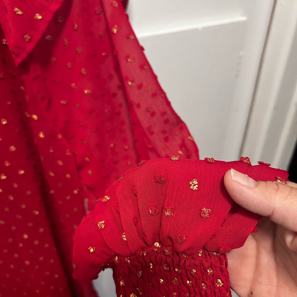 Elegant Red Ruffled Women's Top - Picture 8 of 16
